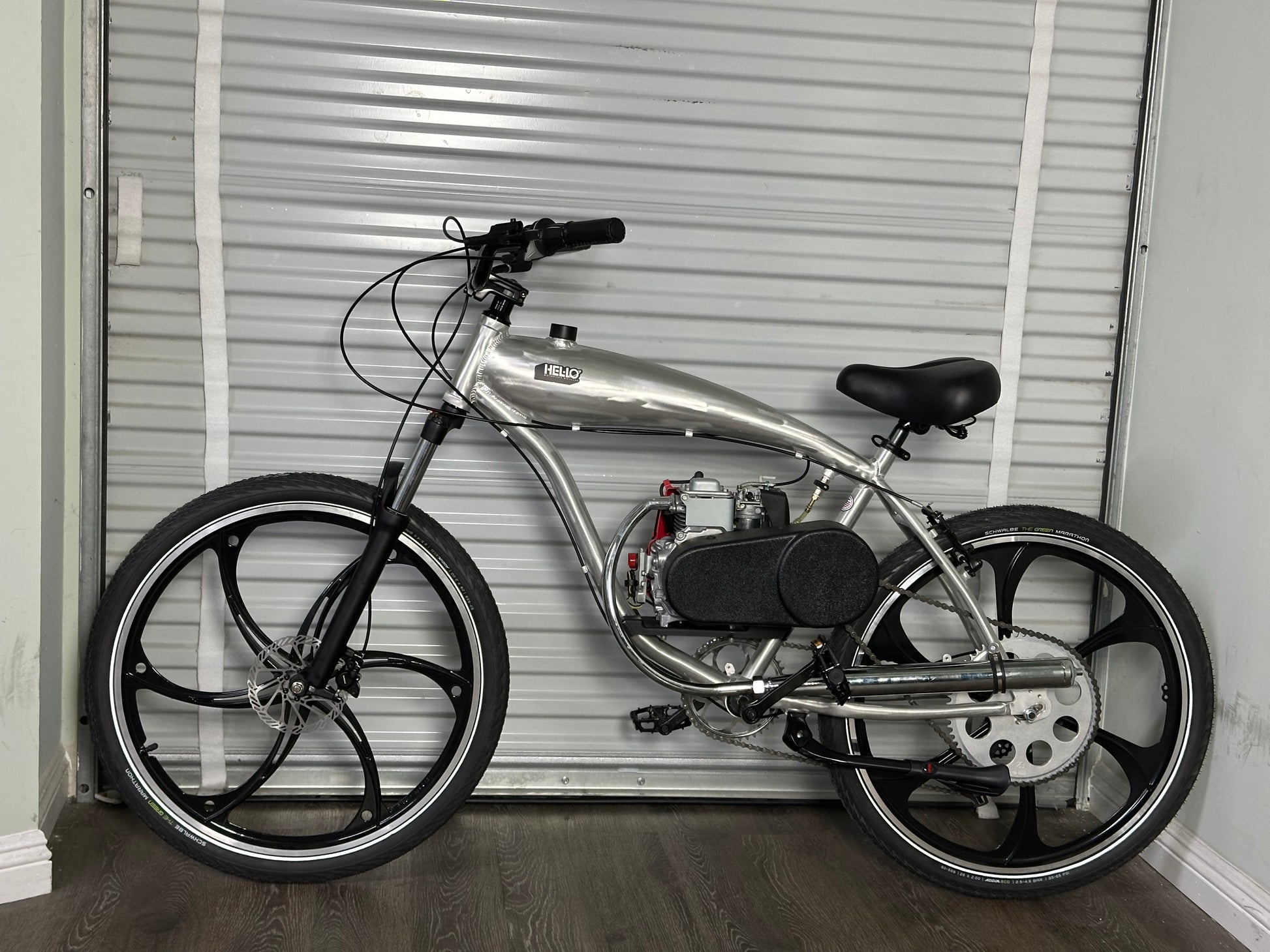 Available Now! Silver Supernatural v2 49cc EZM with Honda GXH50 Motorized Bike