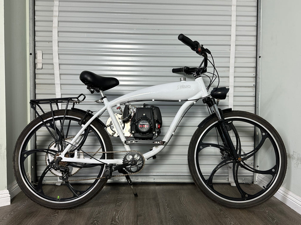 Available Now! USED White Supernatural v2 EZM / Honda GXH50 Powered Bike