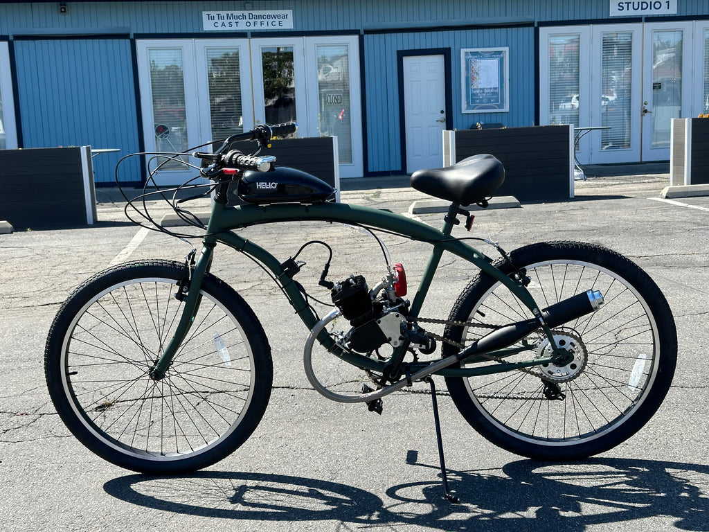 Available Now Army Green ECO 2 Stroke Motorized Bicycle