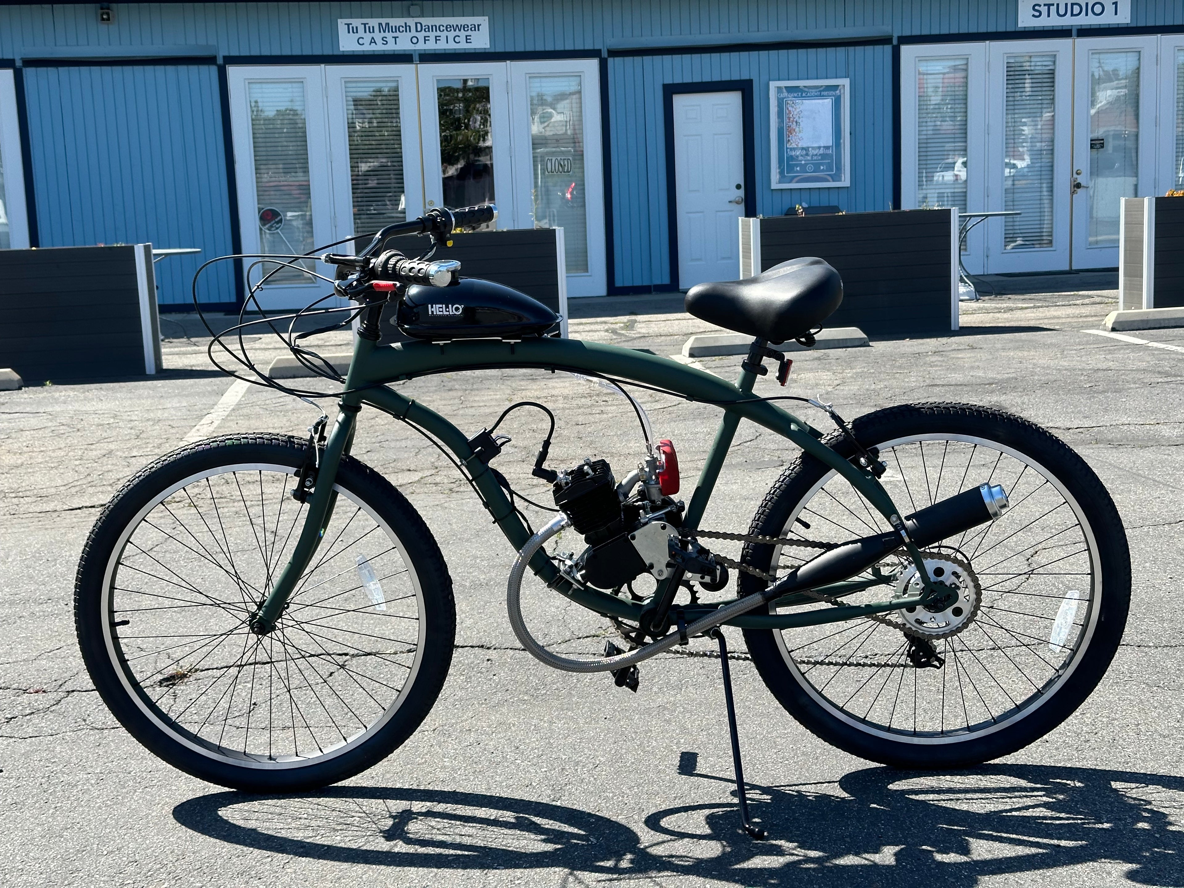 Available Now Army Green ECO 2 Stroke Motorized Bicycle