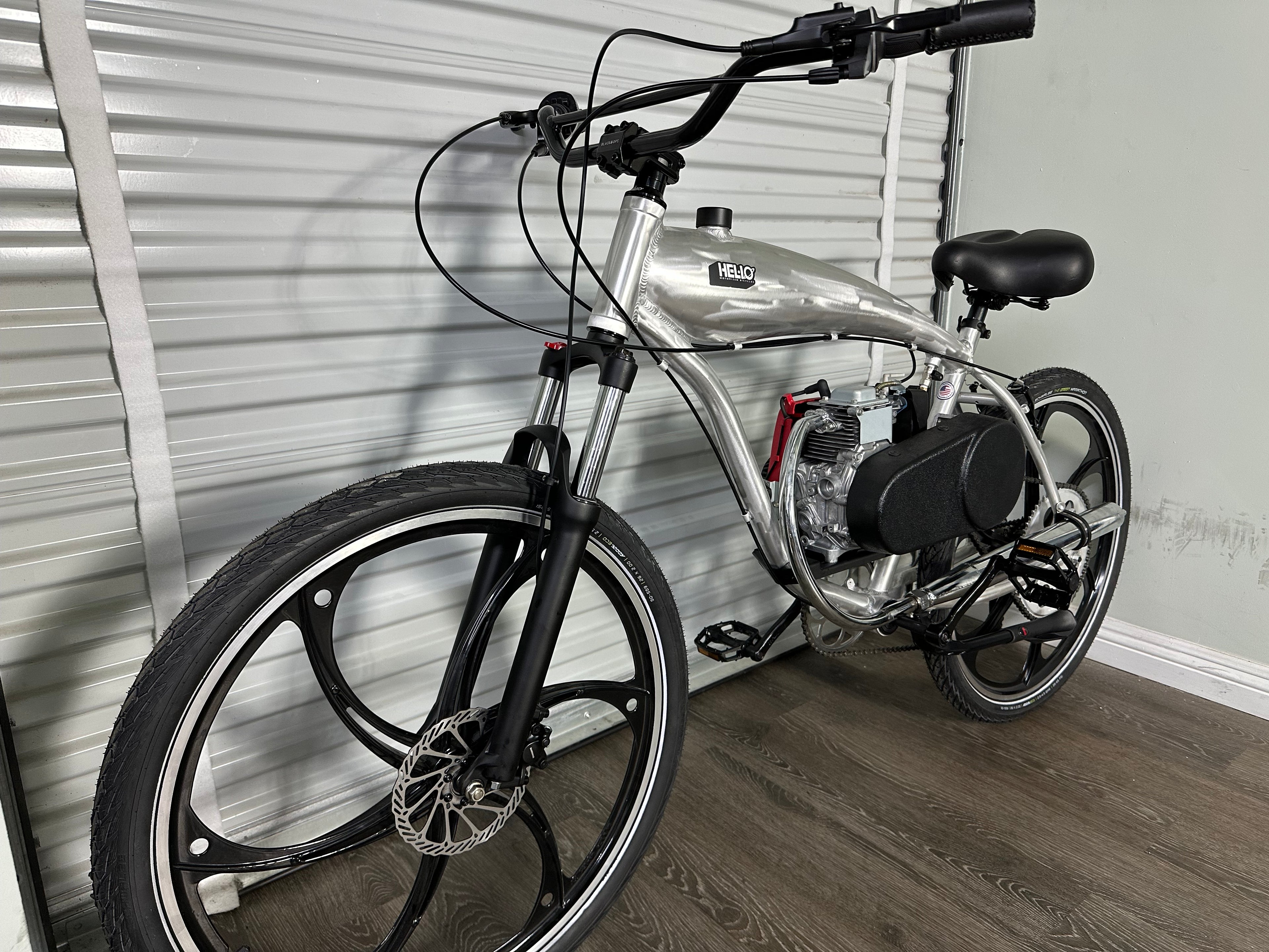 Available Now! USED Silver Supernatural v2 49cc EZM with Honda GXH50 Motorized Bike