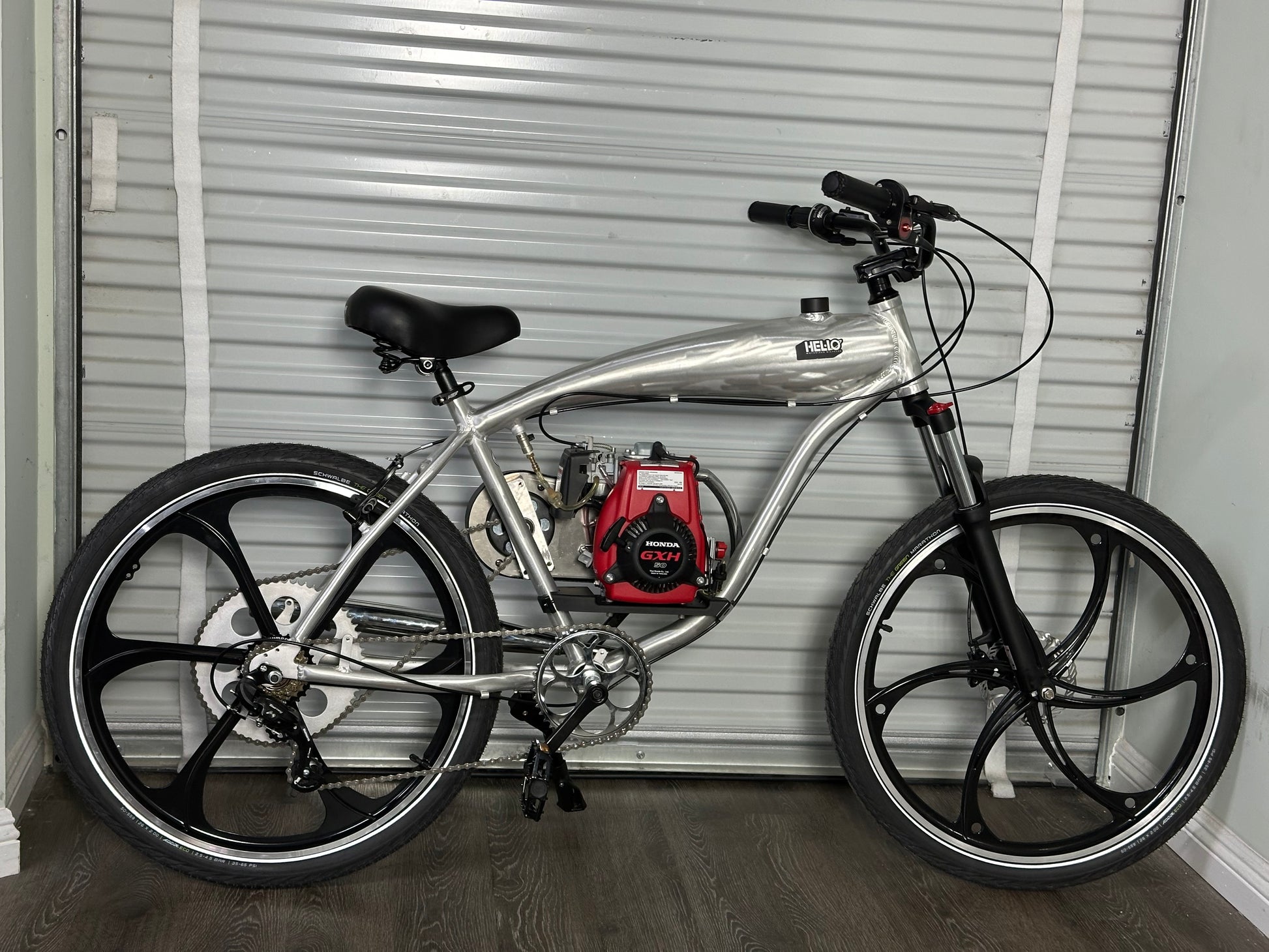 Available Now! Silver Supernatural v2 49cc EZM with Honda GXH50 Motorized Bike