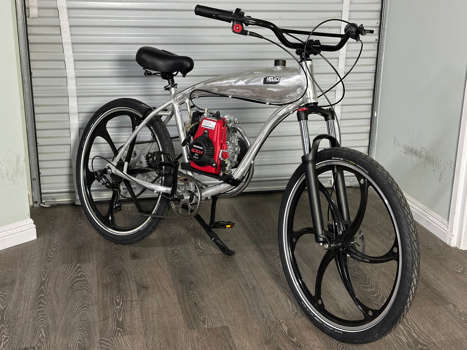 Available Now! Silver Supernatural v2 49cc EZM with Honda GXH50 Motorized Bike