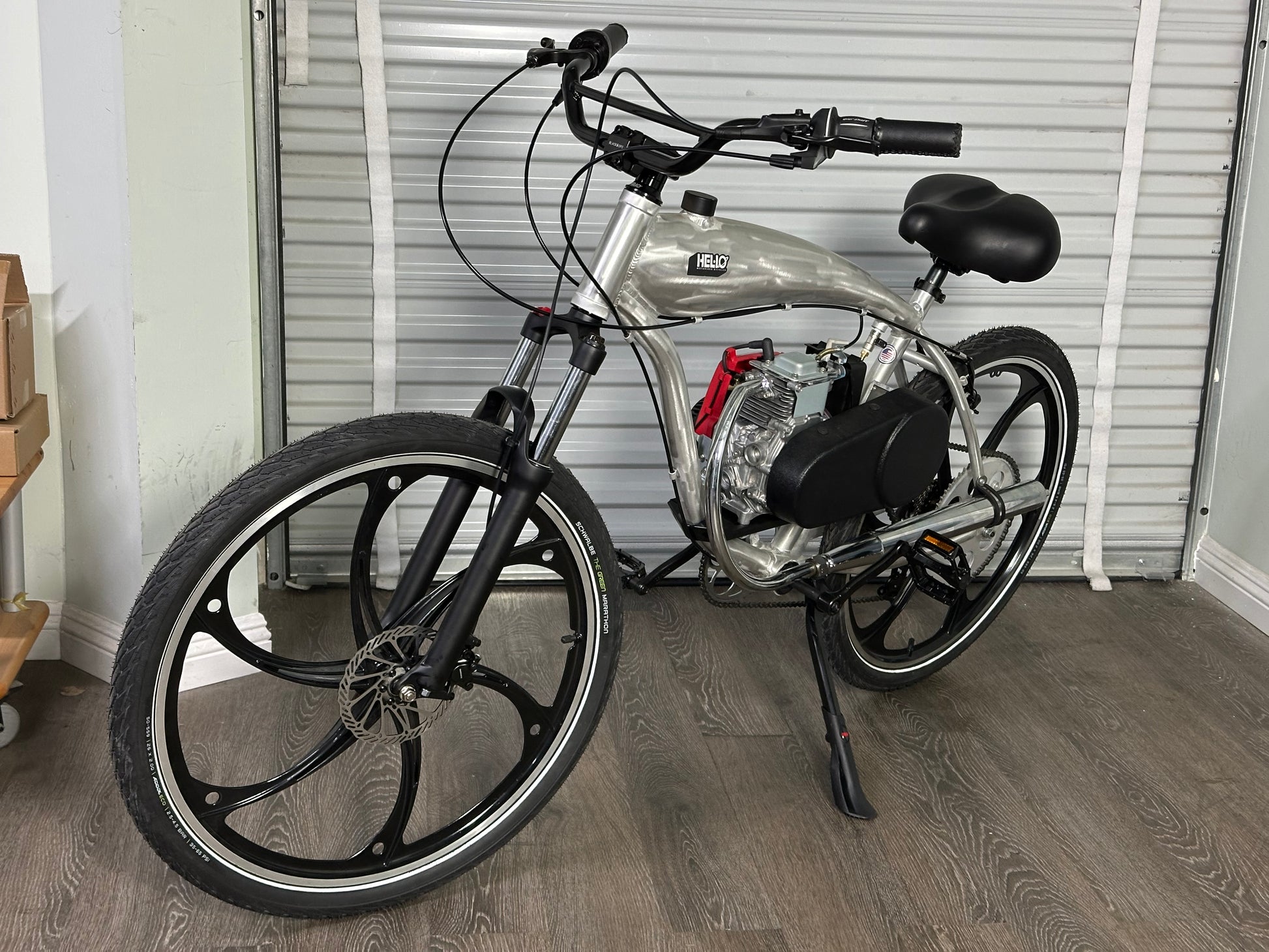 Available Now! Silver Supernatural v2 49cc EZM with Honda GXH50 Motorized Bike
