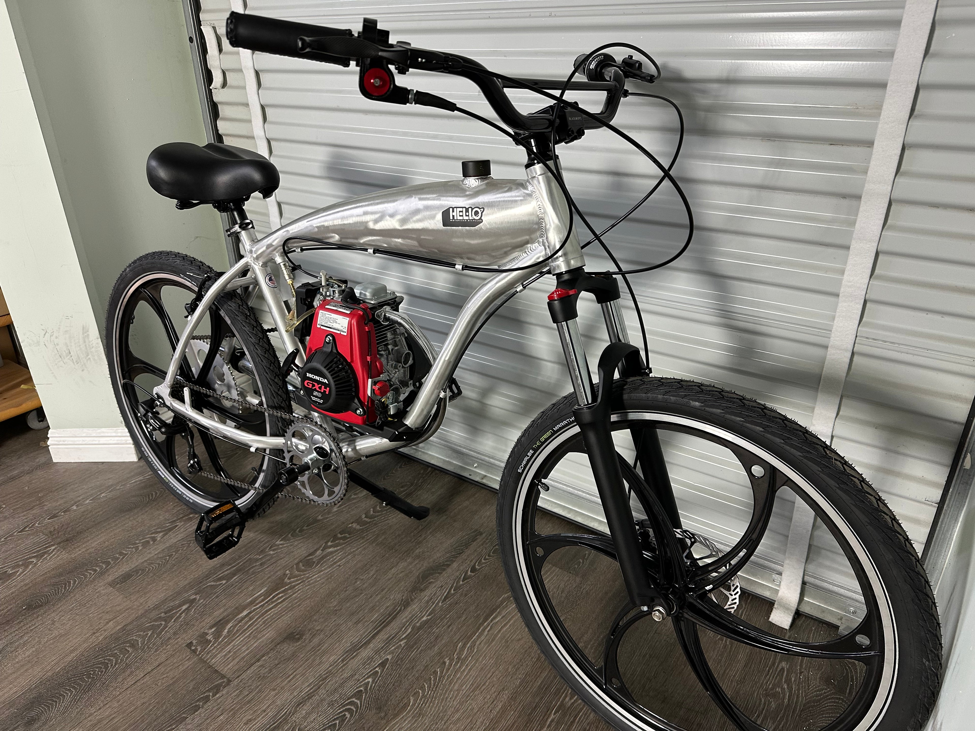 Available Now! USED Silver Supernatural v2 49cc EZM with Honda GXH50 Motorized Bike