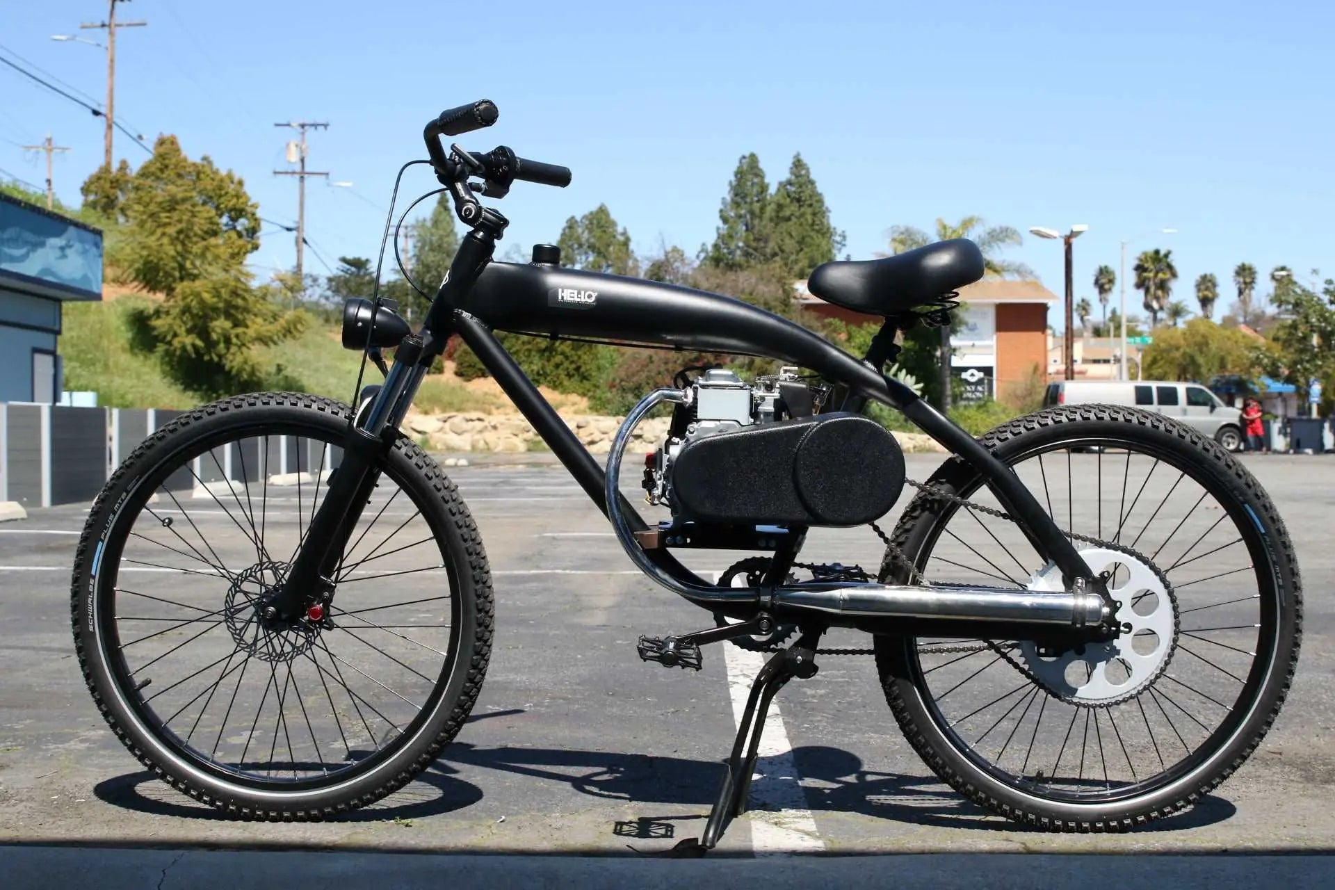40 mph Motorized Bike with Honda GXH50 Power – Helio Motorized Bikes