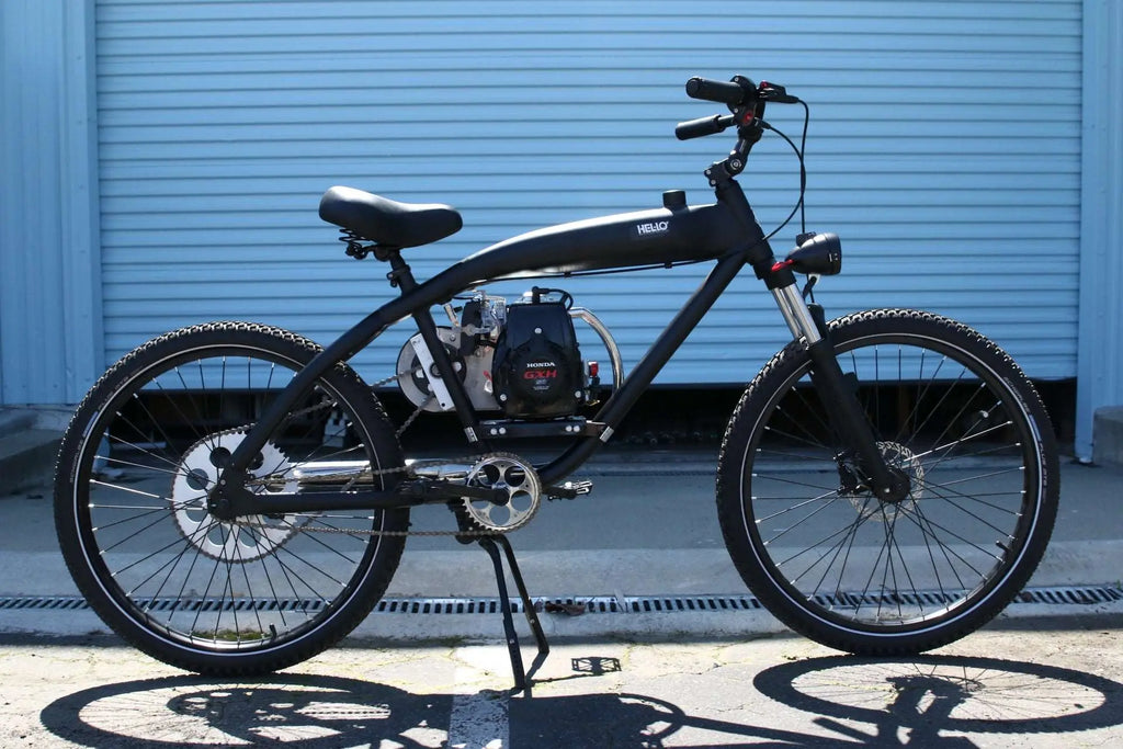 40 mph Motorized Bike with Honda GXH50 Power – Helio Motorized Bikes