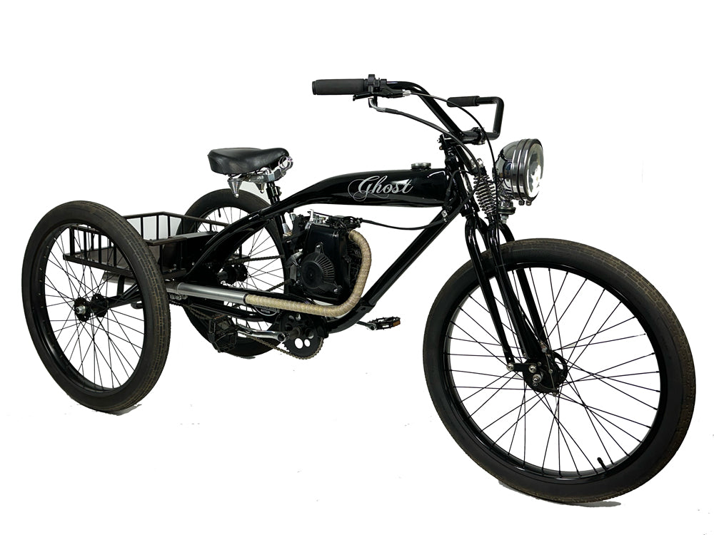 Custom Phantom Ghost Trike One of a Kind Gas Tricycle – Helio Motorized Bikes