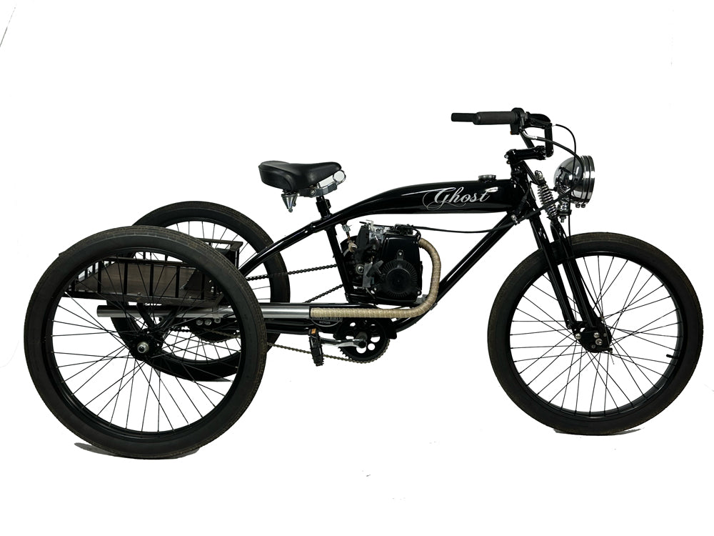 Custom Phantom Ghost Trike One of a Kind Gas Tricycle – Helio Motorized Bikes
