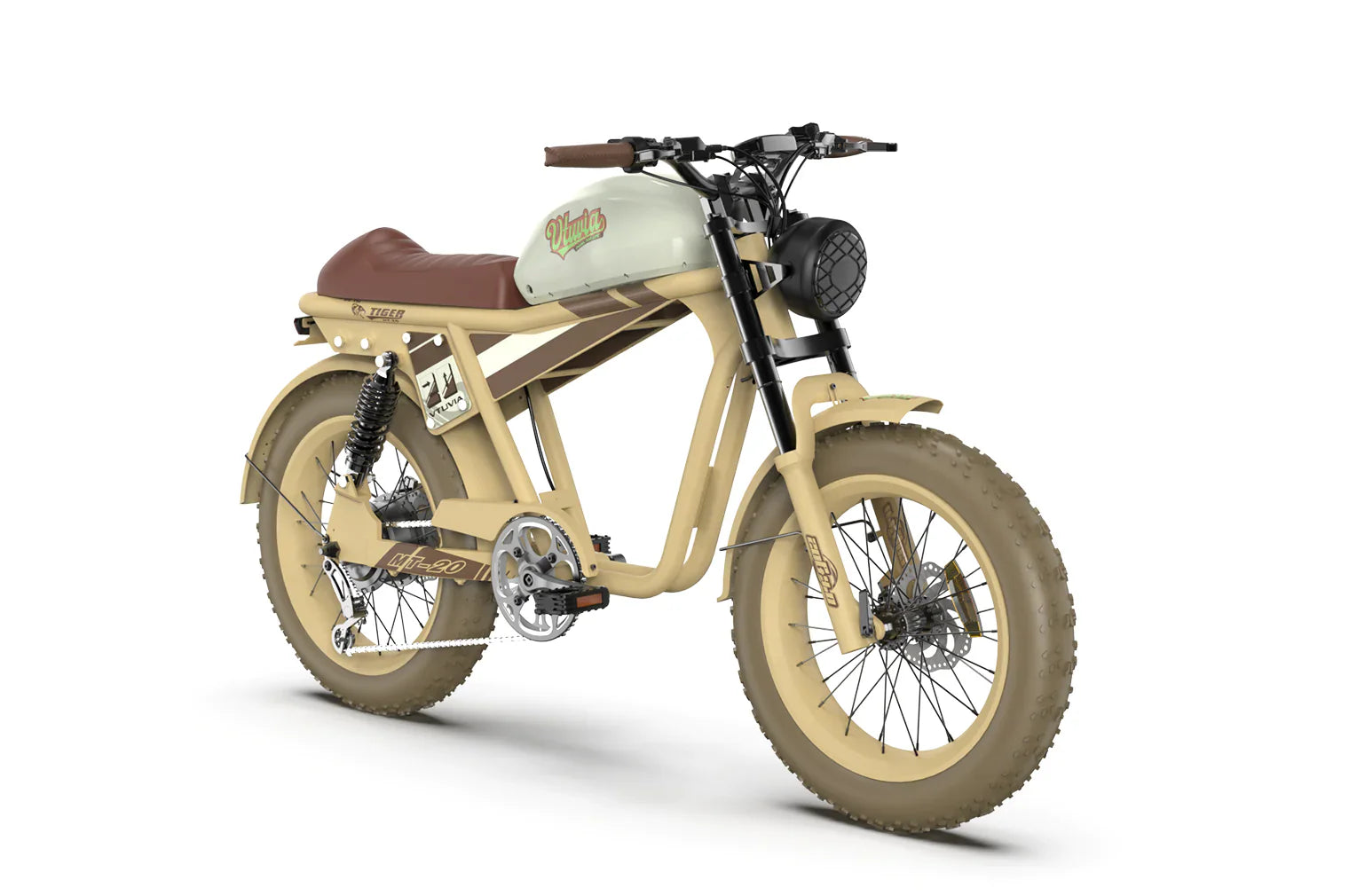 Qiolor Tiger Ebike Super Cool Retro '73 Mini Electric Motorcycle creme