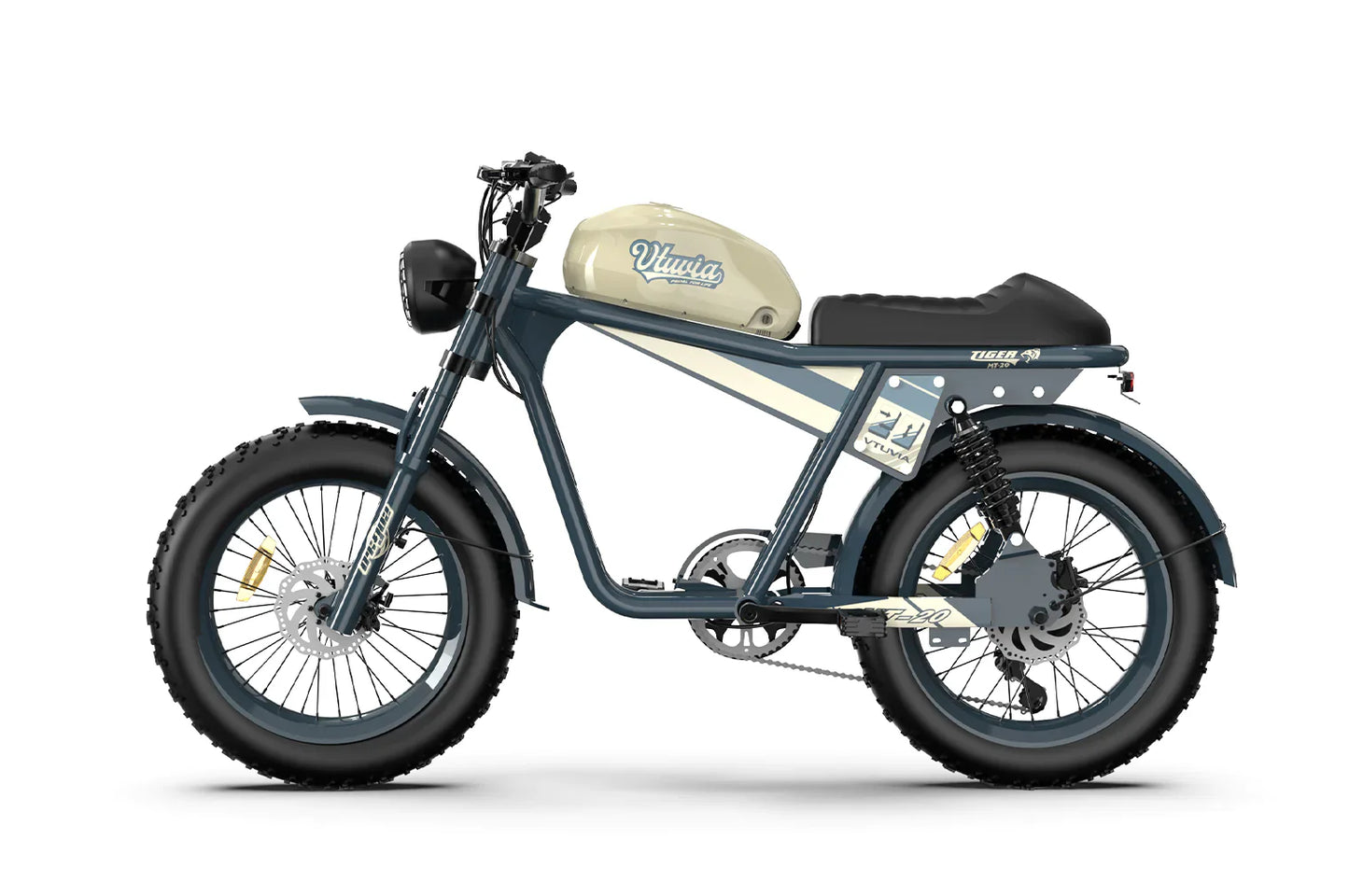 Qiolor Tiger Ebike Super Cool Retro '73 Mini Electric Motorcycle blue