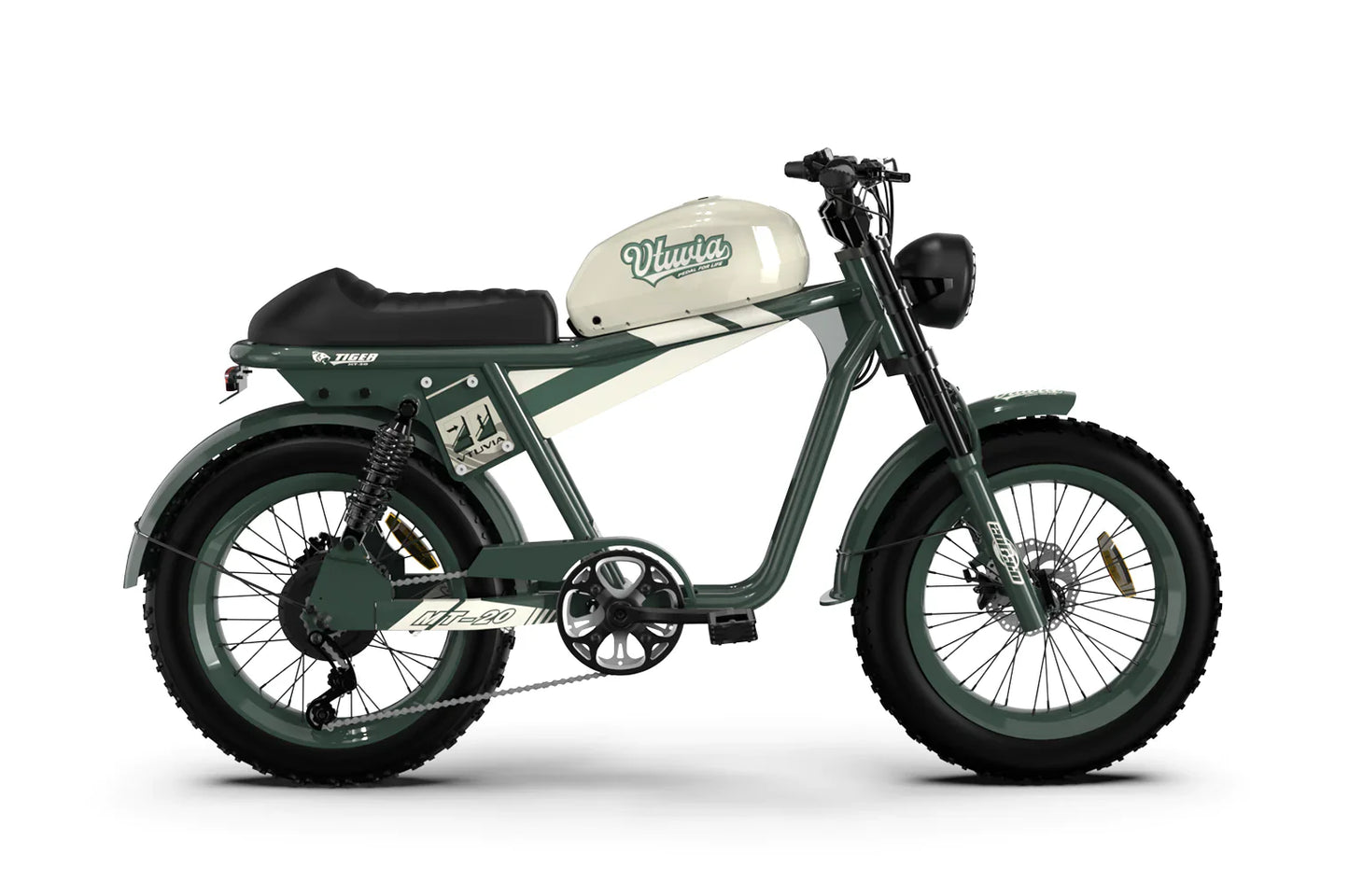 Qiolor Tiger Ebike Super Cool Retro '73 Mini Electric Motorcycle green