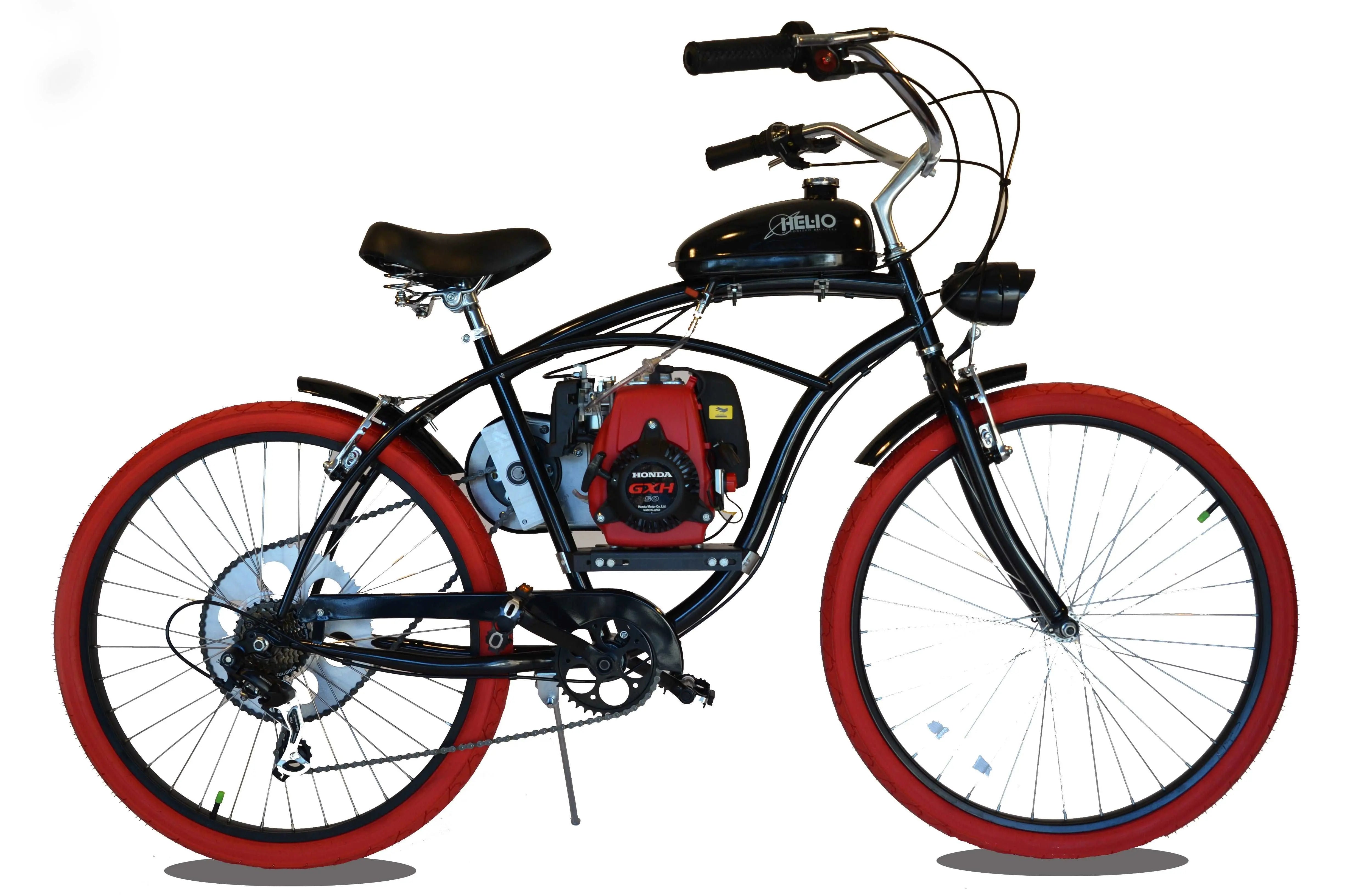 Motorized Basic 49cc EZM with Honda GXH50 Motorized Bicycle – Helio Motorized Bikes