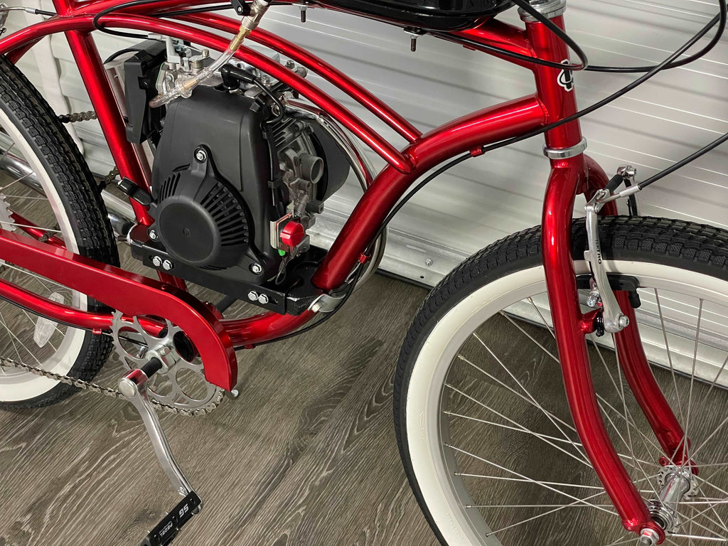 Available Now Red Basic 49cc EZM Motorized Bicycle
