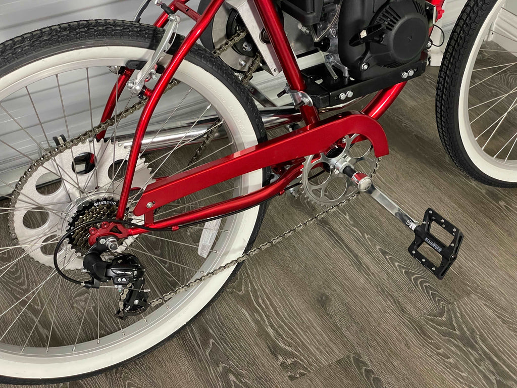 Available Now Red Basic 49cc EZM Motorized Bicycle