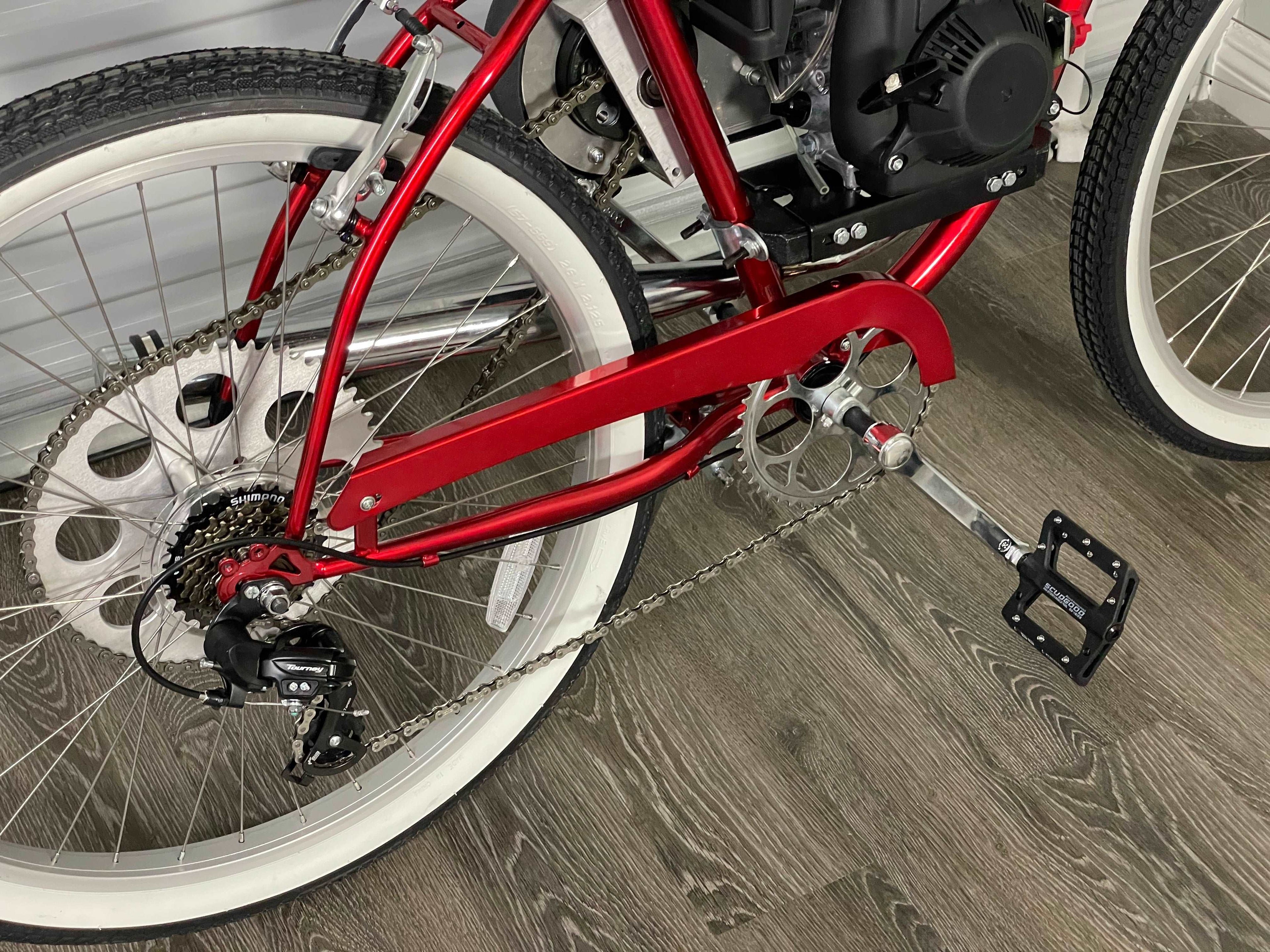 Available Now Red Basic 49cc EZM Motorized Bicycle