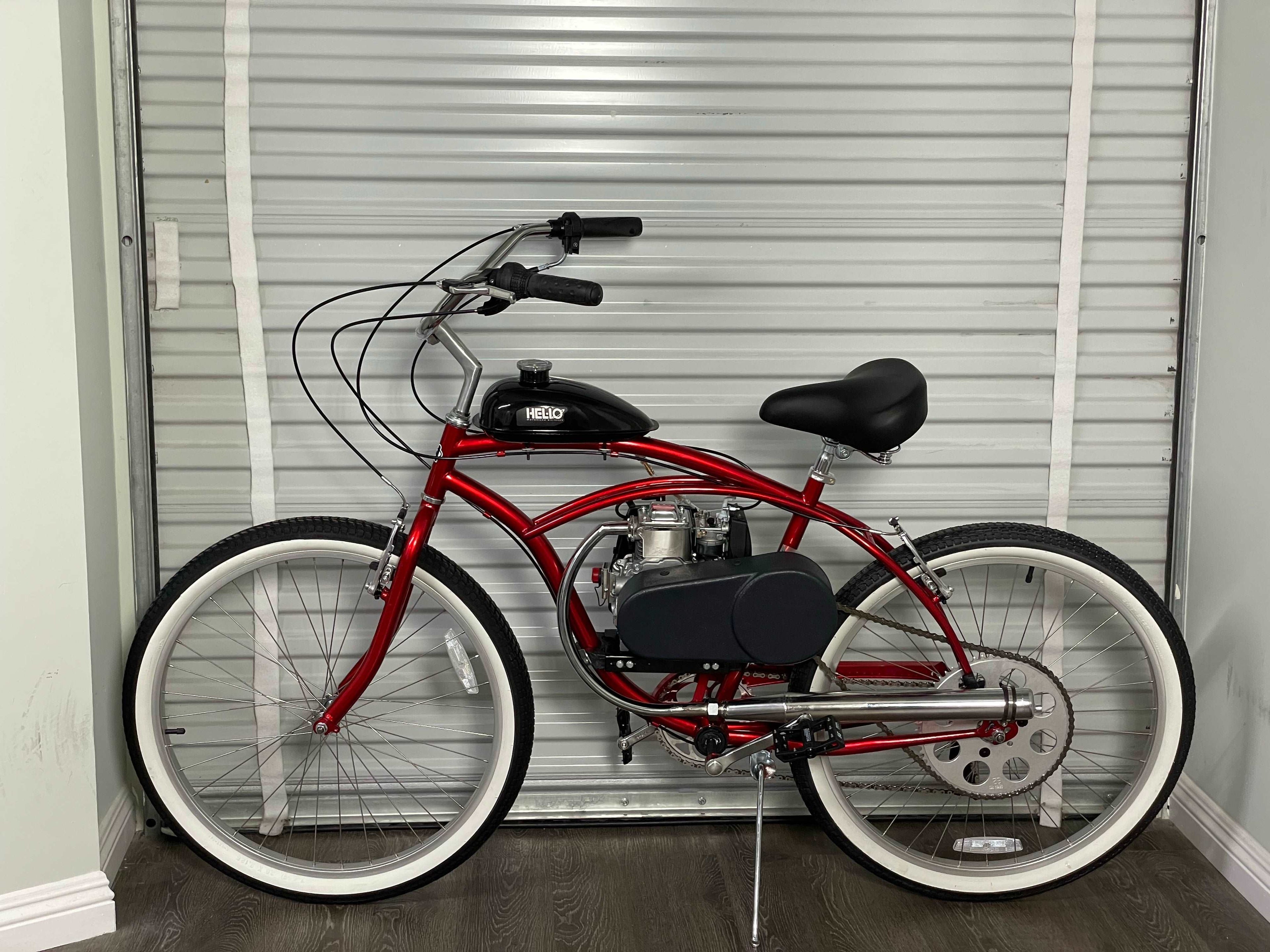 Available Now Red Basic 49cc EZM Motorized Bicycle