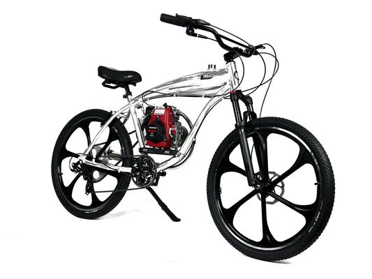 Available Now! Silver Supernatural v2 49cc EZM with Honda GXH50 Motorized Bike