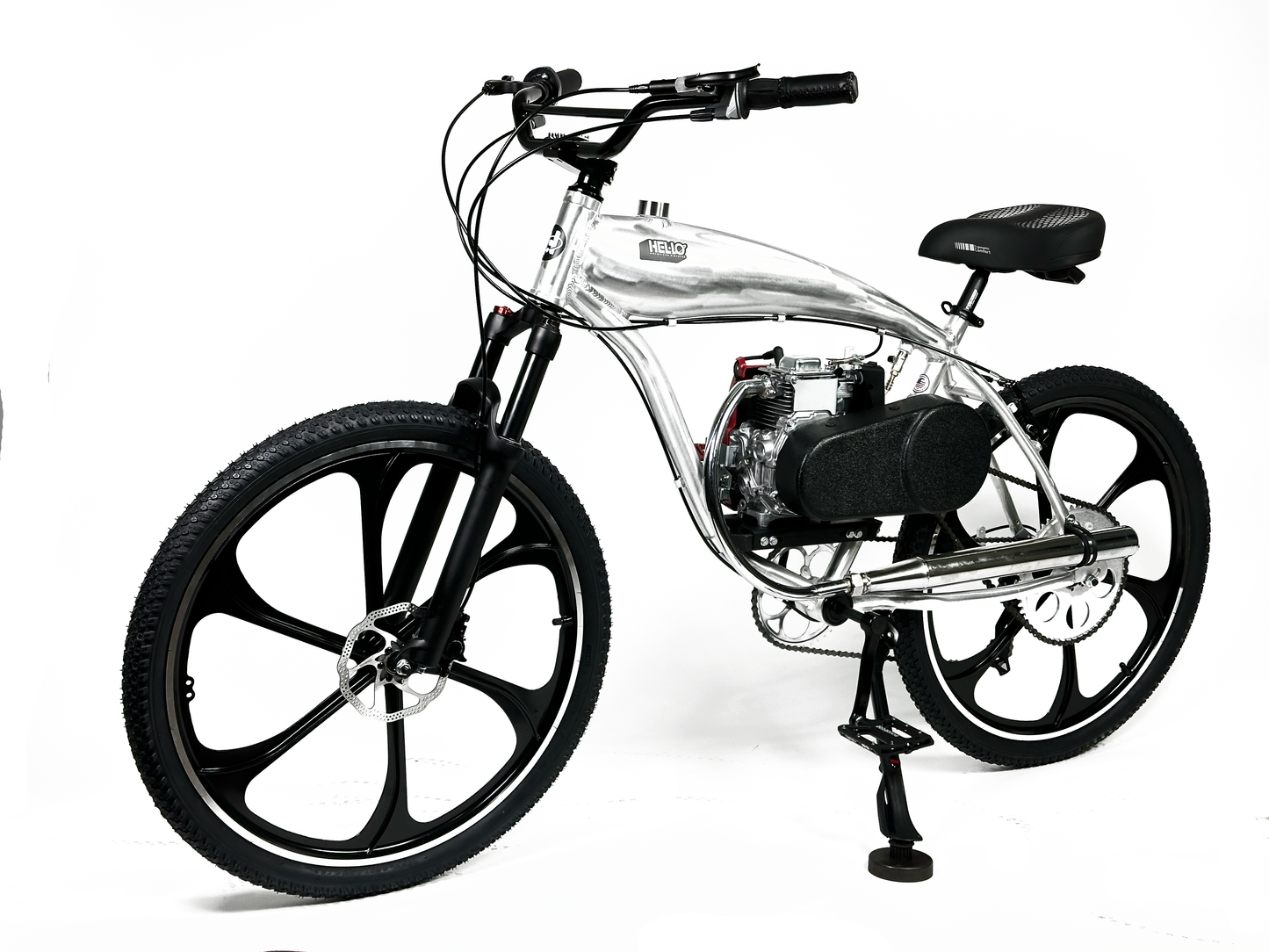 Available Now! Silver Supernatural v2 49cc EZM with Honda GXH50 Motorized Bike